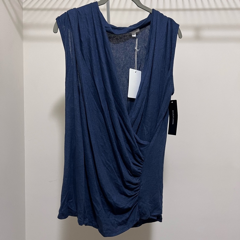 Liverpool Navy Drape Blouse
